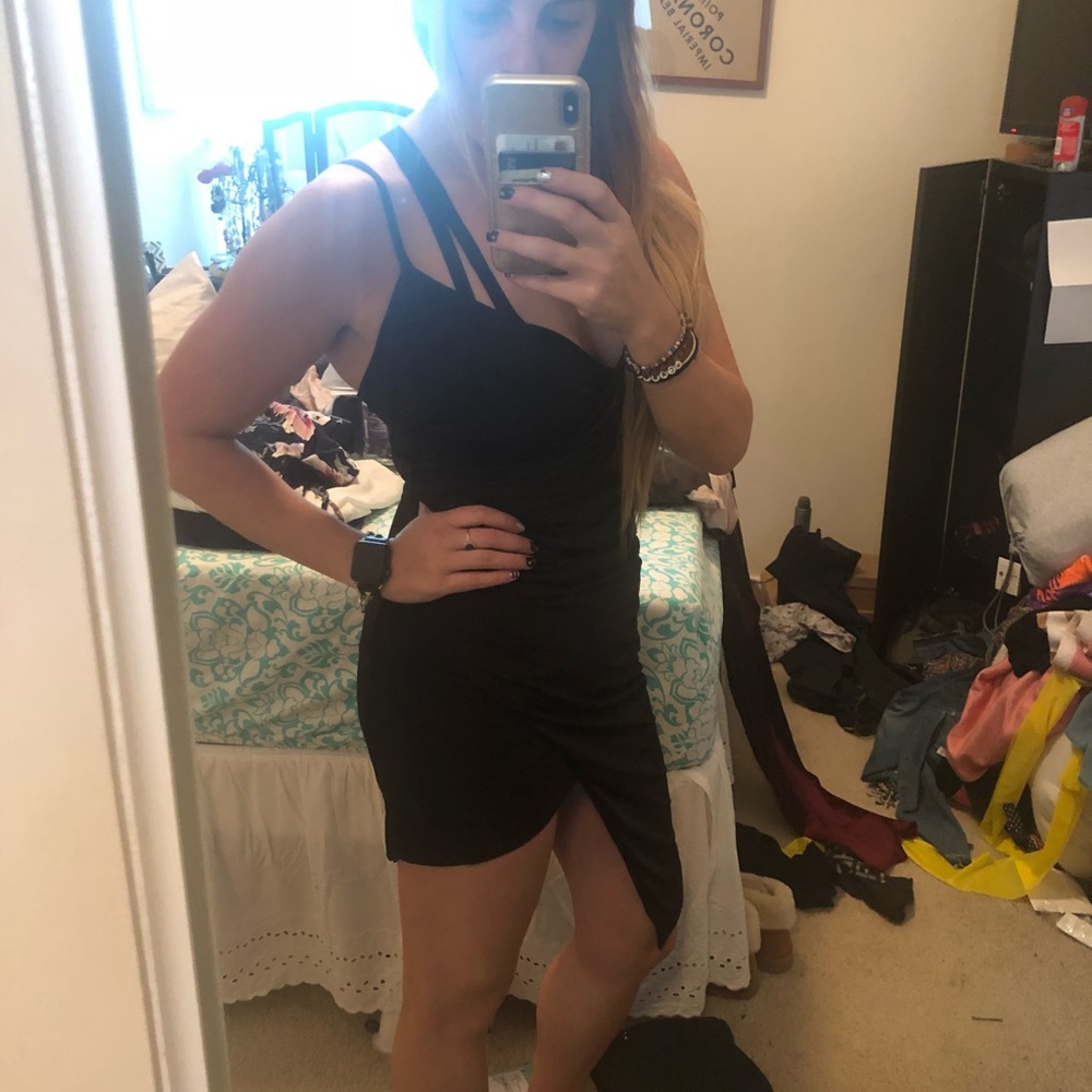 Asymmetrical spaghetti strap dress